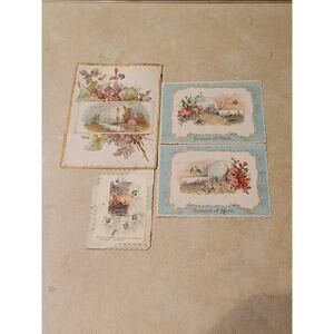 4 Antique Cards, Student Reward & Merit, German Psalm Card